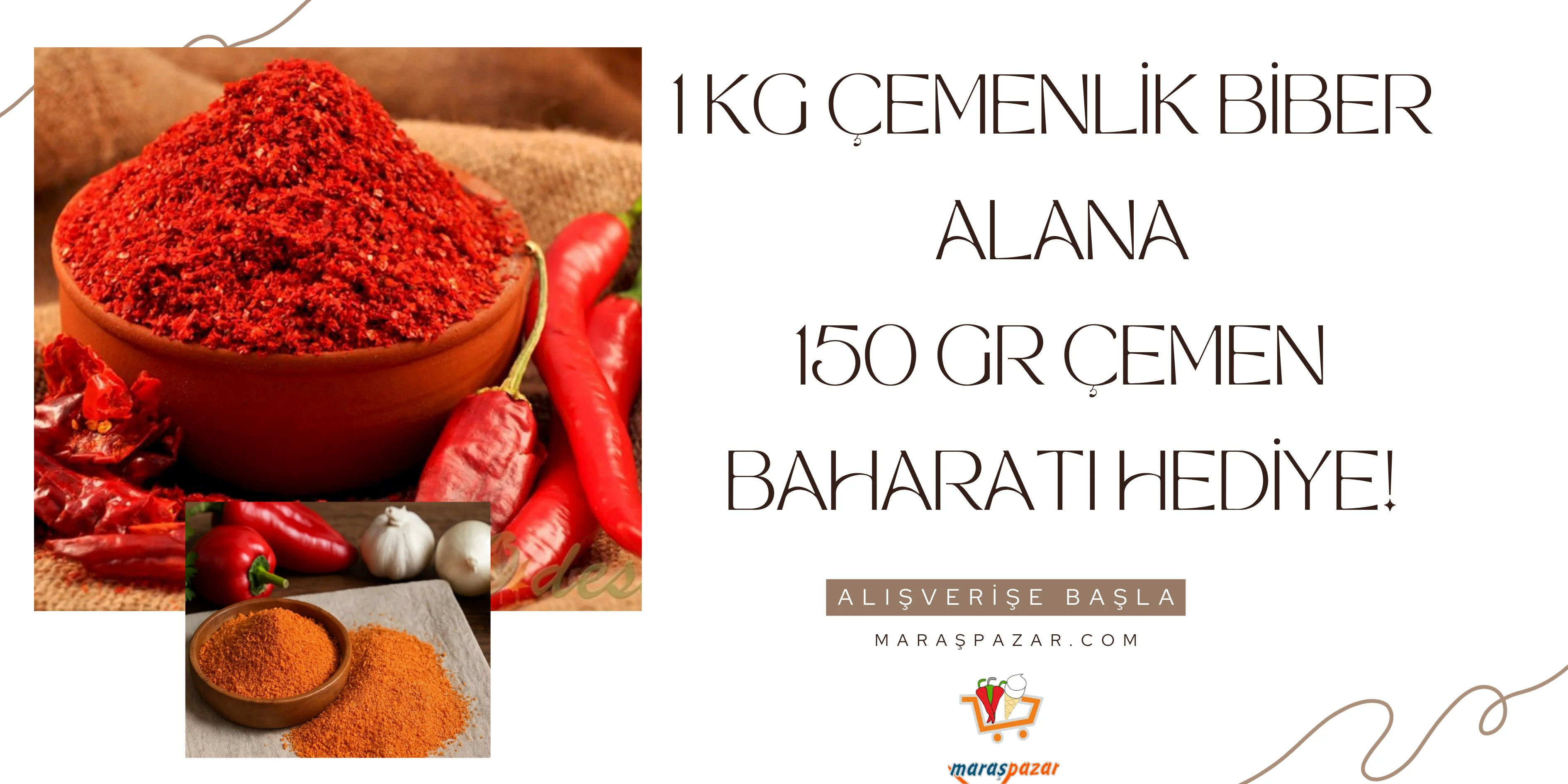 1 KG ÇEMENLİK BİBER ALANA 150 GR ÇEMEN BAHARATI 